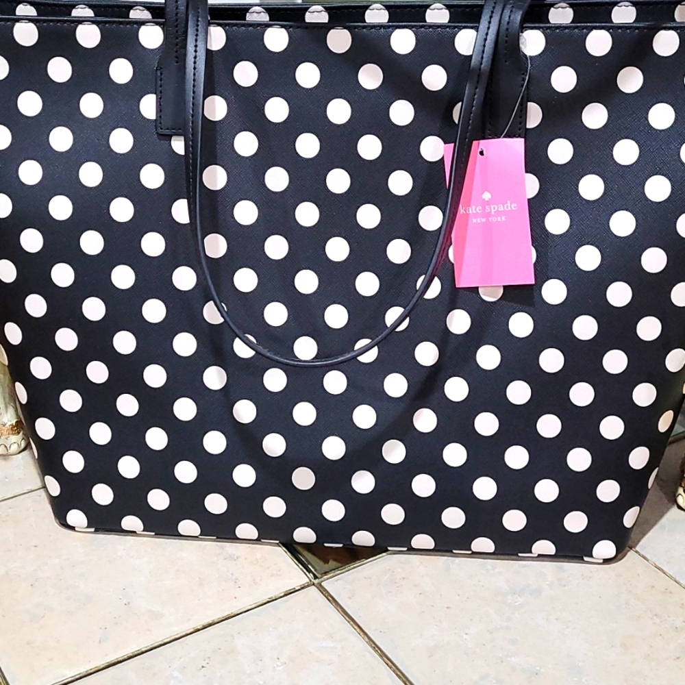 NWT! Kate Spade Margareta Picture Dot Print Leather Tote - Picture 4 of 8